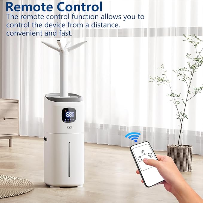 KZF 15L Humidifiers for Bedroom Large Room with a Spray Can - 2000 Sq.ft Coverage, 72Hrs Runtime, Top Fill, 26dB Quiet, 3 Mist Levels & Diffuser, Auto Shut-Off, Ready for Baby Nursery and Plants
