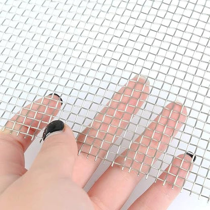TIMESETL 3 Pcs Stainless Steel Woven Wire 5 Mesh - 12" x 8"(30x21cm) Metal Security Guard Garden Screen Cabinets Mesh