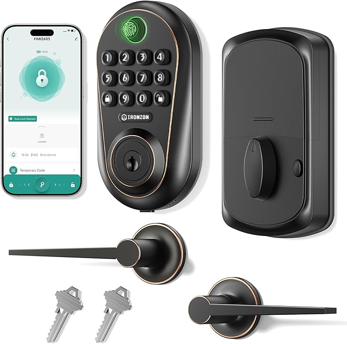 IronZon Electronic Keyless Door Lock with Keypad, Gold