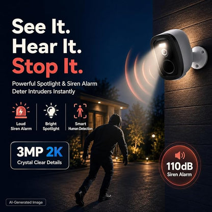 2.4G/5G WiFi Security Cameras Wireless Outdoor 4Pack, 2K QHD Video