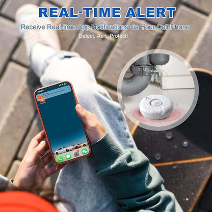 WD71 Water Leak Detector for WiFi Gateway/Hub, 120dB Adjustable Wireless Water Sensor Alarm, Smart Water Leak Alarm for Laundry, Kitchen, Basement, Home Bathroom (Gateway Not Included)