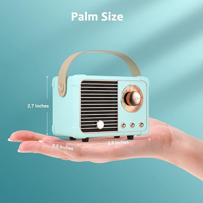 Retro Bluetooth Speaker, Mini Bluetooth Speaker Wireless, Hands-Free Call,400mA Battery, TF Card, Aux Line, for iOS Android Smartphone Home Office, Birthday Gift Ideas Blue