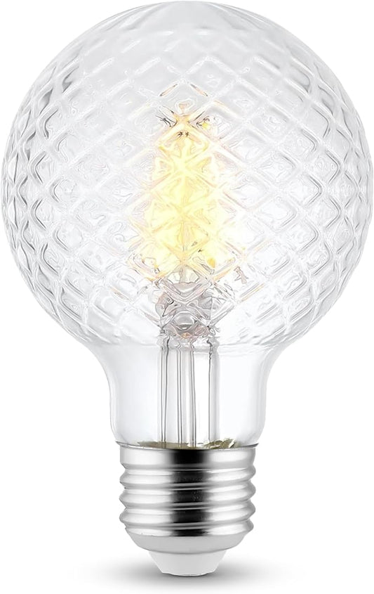 Decorative Light Bulb (1-Pack) 5.5 Watt G25 LED Filament Bulb E26 Medium Base (40W Equivalent) 3000K Warm White, 500 Lumens, Dimmable, Cut Glass Clear Decorative Light Bulbs