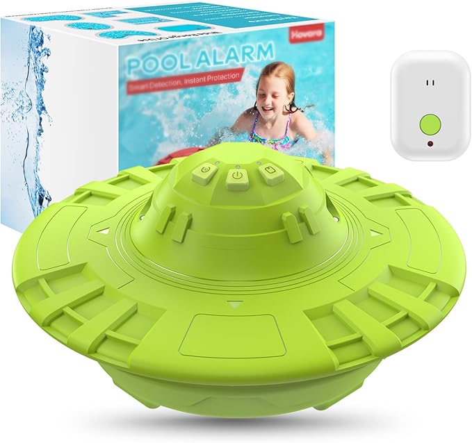 Pool Alarm, Floating Pool Safety Alarms for Inground & Above Ground Pools – Loud 110dB Alert, Adjustable Sensitivity, Protection for Kids & Pets (Green)