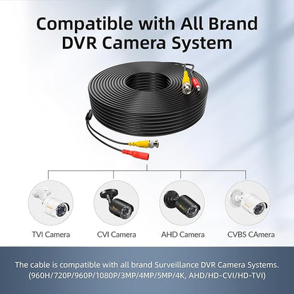 ABLEGRID® 4 Pack 100ft bnc Video Power Cable Security Camera Cable Wire Cord for CCTV dvr Surveillance System (Included 2X BNC to RCA connectors with Each Cable)