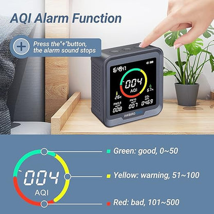 INKBIRDPLUS 6-in-1 Indoor Air Quality Monitor, Detects CO2, PM2.5, PM10, AQI, Temperature and Humidity for Rooms, Cellars, Grow Tents, Offices, etc. (PTH-9A)