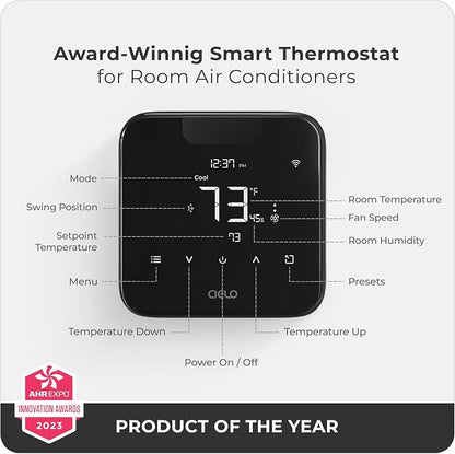 Breez Max Smart WiFi Thermostat for Mini-Split, Window, Portable AC (Black)