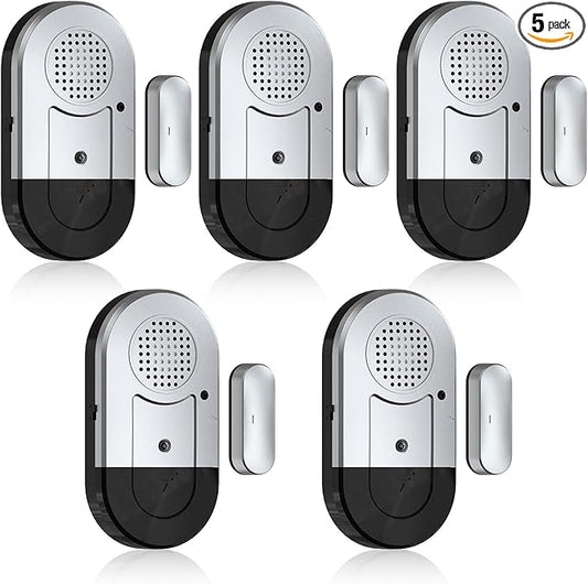 Sanjie Door Window Alarms - 5 Pack,125dB,Volume Control,Window Door Open Alarm Sensors for Kids Safety/Dementia/Pool,Wireless Sensors Keep Your Home Security,Easy to Install,Long Battery Life