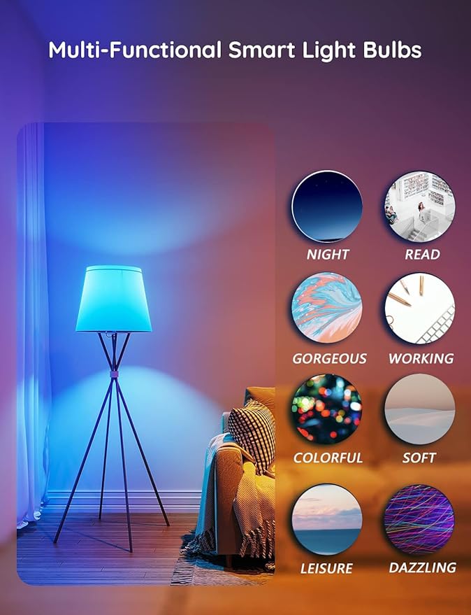 LED Light Bulb Light Bulb 5W E12 Smart Bulb RGBCW 16 Million Color Changing Bulb 2.4G WiFi Smart Life Tuya Compatible with Alexa & Google Home