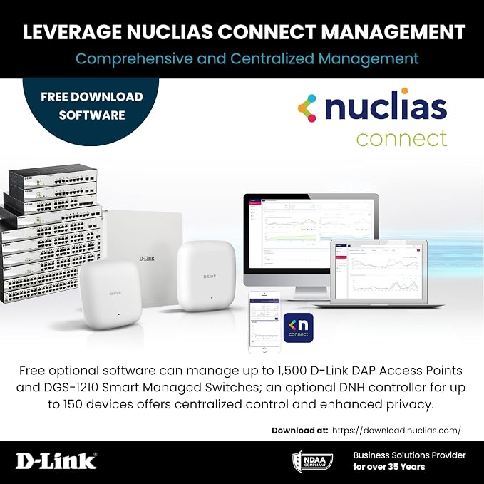 D-Link 10-Port Gigabit Smart Managed Switch | 8 GbE + 2 SFP Ports | L2+ | VLANs | Cable Diagnostics | Web Managed | Desktop or Rackmount | Fanless | NDAA Compliant | Lifetime Protection (DGS-1210-10)