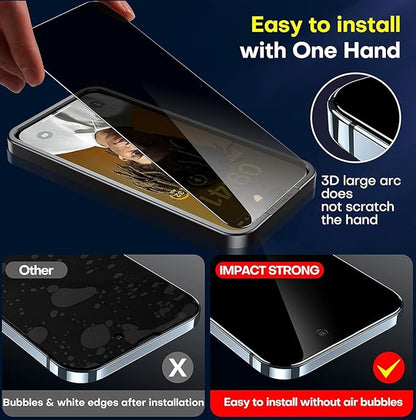 ImpactStrong Anti-Spy Privacy Screen Protector for iPhone 15 Pro (6.1-Inch), 9H Tempered Glass, Shatter-Resistant, Anti-Scratch, Easy Install Kit, Case Friendly, 2-Pack