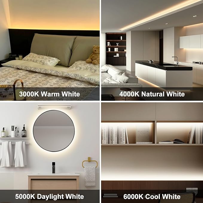 Pandery COB LED Strip Light,CCT Dimmable Strips Light,2700K-6500K,6.56ft/2m,8mm Wide,CRI90+ 24V LED Strips Kit with Bluetooth APP Control/Music Mode,for Bedroom,Kitchen,DIY Lighting