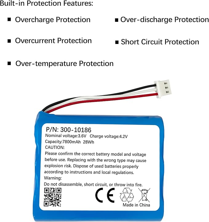 Replacement Battery 300-10186 for ADT Command Smart Security Panel ADT5AIO,ADT7AIO,ADT2X16,3.6V 28Wh