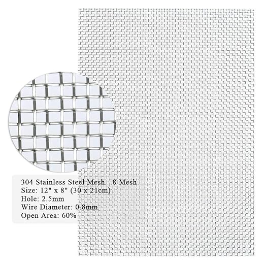 TIMESETL 3 Pcs Stainless Steel Woven Wire 8 Mesh - 12" x 8"(30x21cm) Garden Fence BBQ Wire Mesh Window Screen Mesh