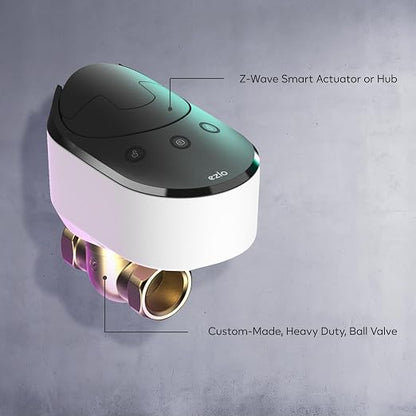 EzloPlus Whole Home Leak Protection Kit | Includes 1 Smart Home Hub + 2 Water Leak Sensors + 1 ¾" Z-Wave Smart Water Shut-Off Valve