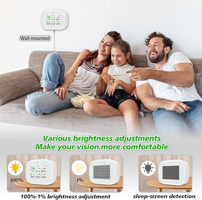Air Quality Monitor, Dual Chip Multi-Functional Air Quality Detector for AQI, CO2, PM2.5, HCHO & TVOC Testing, Suitable for Home, Office and Indoor Air Monitoring - White