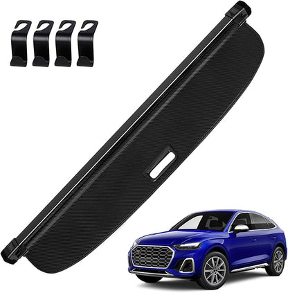 AUXKO Retractable Cargo Cover for Audi Q5 SQ5(Not for Sportback) 2026 2025(from Autumn), Trunk Cover Luggage Security Shade Cover for 2026 Q5 SQ5 Shielding Anti-Peeping Privacy Screen, Carbon Fiber
