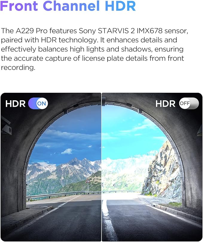 VIOFO A229 PRO 1CH 4K HDR Front Dash Cam with 8MP STARVIS 2 Sensor, Night Vision 2.0, Voice Control, 5GHz WiFi, 24H Parking Mode, Support 512GB Max