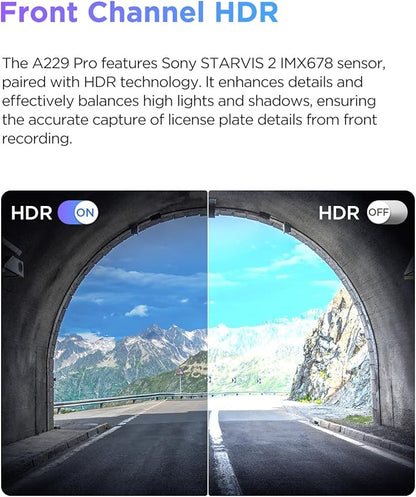 VIOFO A229 PRO 1CH 4K HDR Front Dash Cam with 8MP STARVIS 2 Sensor, Night Vision 2.0, Voice Control, 5GHz WiFi, 24H Parking Mode, Support 512GB Max