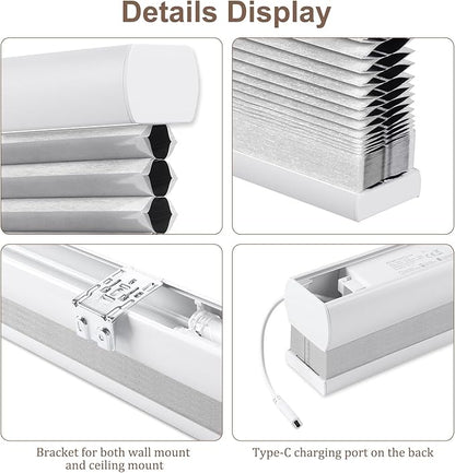 Godark Motorized Blackout Cellular Shades Compatible with Alexa/Google Home Electric Blinds Smart Honeycomb Shades for Windows Automatic Blinds with Remote Custom Size-Off White