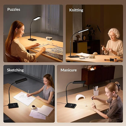 LEPOWER Desk Lamp, 800LM LED for Home Office, True Eye-Caring for Reading | 50 Lighting Modes, 2X Wider Panel, 360° Flexible Gooseneck, Touch Control, 12W Bright Table Lamp for Dorm, Bedroom, Study