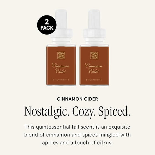 Pura & Aromatique Home Scent Refill - Smart Home Air Diffuser Fragrance - Up to 120-Hours of Luxury Fragrance per Refill - Household Essential - Clean Diffuser - Cinnamon Cider, 2 Pack
