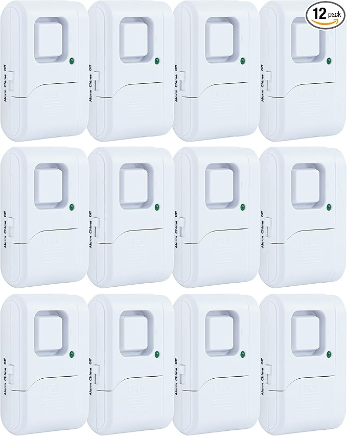 UltraPro Personal Security Window and Door Alarm, 12 Pack, Wireless Chime | DIY Protection, Burglar Alert, Easy Installation, Home Security, Ideal for Home, Garage, Apartment, White, 45989