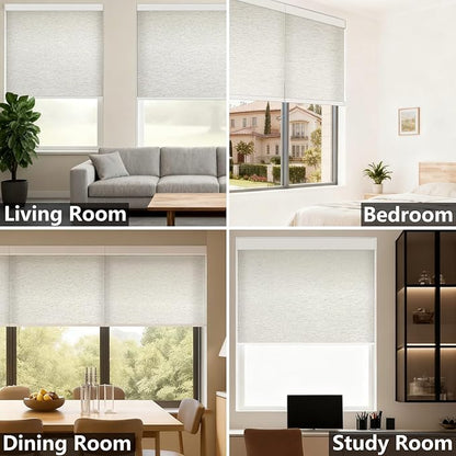 Motorized Light Filtering Roller Shades – Smart Electric Blinds for Living Room, Alexa Google Home Siri, Matter Compatible, Custom Window Shades, Cordless Rechargeable