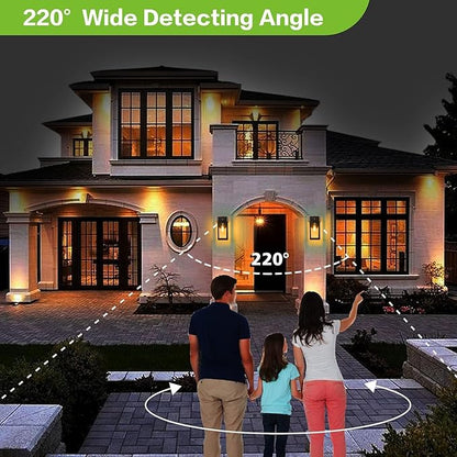 hykolity Large Outdoor Wall Light, 16 Inch Lantern, Dusk to Dawn Exterior Waterproof Sconce, Anti-Rust Mounted Lighting with Glass Shade, Matte Black Lamp with E26 Socket for Porch, 2 Pack
