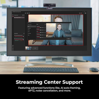 AVerMedia PW315 TAA/NDAA Compliant 1080p 60fps Webcam – Wide-Angle USB Camera with Dual Mics & AI Auto Framing, Fixed Focus HD Webcam for PC/Mac, Zoom, Teams, Google Meet, Streaming, Content Creation