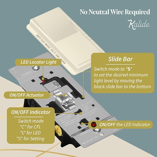TOPGREENER 300W LED Dimmer Switch, Single Pole or 3-Way, Light Almond, 1P