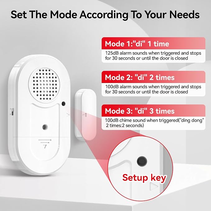Sanjie Door Window Alarm Sensors, 3 Pack, 125dB, Volume Control | 125dB wireless sensors alert when doors or windows open, with adjustable volume, easy installation and long battery life