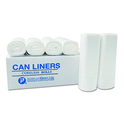 Inteplast Group VALH3660N16 55 Gallon Capacity, 58" Length x 36" Width x 14 Mic Thickness, Natural Color, HDPE Commercial Coreless Valu-Plus Institutional Trash Can Liner (Case of 8 Roll, 25 Bags per