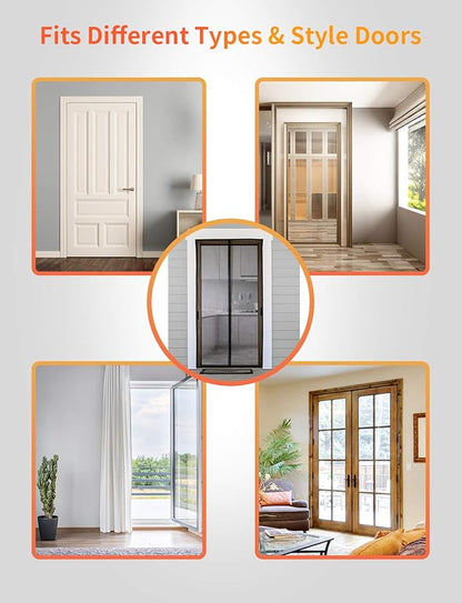 FEGO Magnetic Screen Door Fit Door Size:38"x80", Screen Itself Size 40"x81", Enjoy Breeze, Hands Free Entry, Reinforced Fiberglass Mesh Anti-Tearing, Pet & Kid Friendly, Strong Magnets for Patio/Front