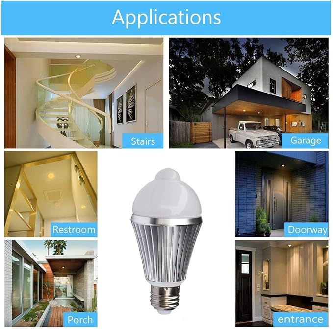 KLED Motion Sensor Light Bulbs, 7W 600 Lumen, Smart LED Light Bulbs, PIR Built-in, Motion Activated Dusk to Dawn Light Bulb Night Lights for Hallway Porch Garage Basement (Cool White)