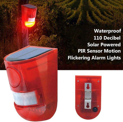 2 Pack Solar Sound and Light Alarm Motion Sensor, 129db Outdoor Security Siren Waterproof Activated Detector Driveway Alarm, 6 LEDs Flash Warning Strobe System, Security Light Alarm for Home, Farm