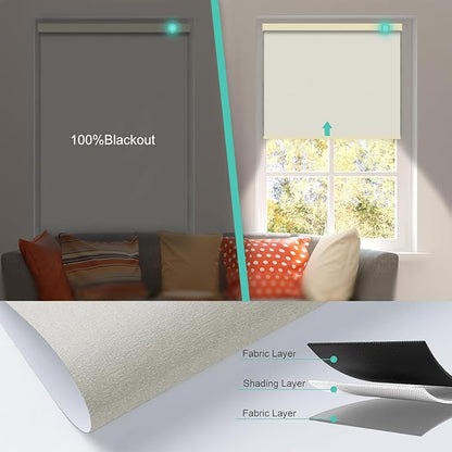 Motorized Blinds with Remote, Blackout Smart Automatic Electric Blinds for Windows Compatible with Alexa Homekit, Cordless Indoor Motorized Roller Shades with Custom Size（Golden Shimmer）