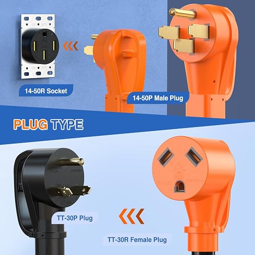Nilight 50Amp to 30Amp RV Y Splitter Adapter Cord 10 AWG NEMA 14-50P TT-30R