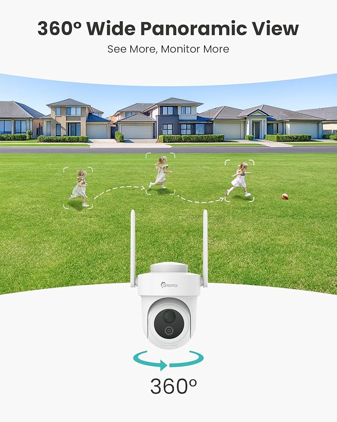 4K Security Cameras Wireless Outdoor No Subscription, 360° PTZ Home Security Cameras System, 64G Local Storage HomeBase, Human/Vehicle/Pet Recognition AI, Color Night Vision, 4 Cam-Kit