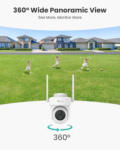 4K Security Cameras Wireless Outdoor No Subscription, 360° PTZ Home Security Cameras System, 64G Local Storage HomeBase, Human/Vehicle/Pet Recognition AI, Color Night Vision, 4 Cam-Kit
