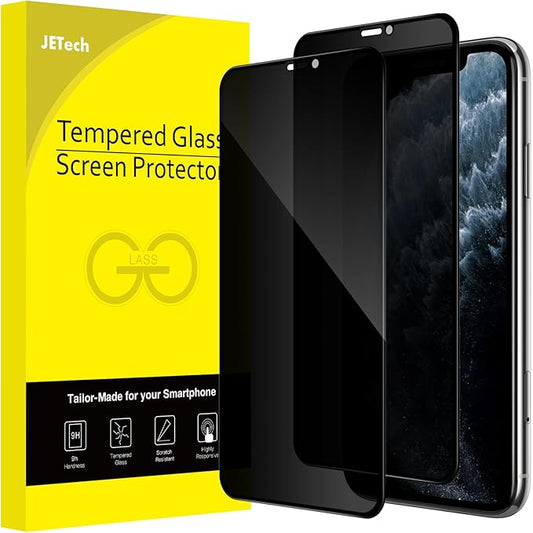 JETech Privacy Full Coverage Screen Protector for iPhone 11 Pro Max/XS Max 6.5-Inch, Anti-Spy Tempered Glass Film, Edge to Edge Protection Case-Friendly, 2-Pack