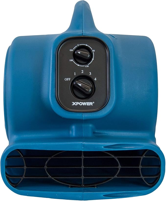 XPOWER Freshen Aire P-260NT 1/4 HP, 925 CFM, 4 Speeds Mini Mighty Scented Air Mover, Utility Fan, Dryer, Blower with Ionizer and Timer, Blue