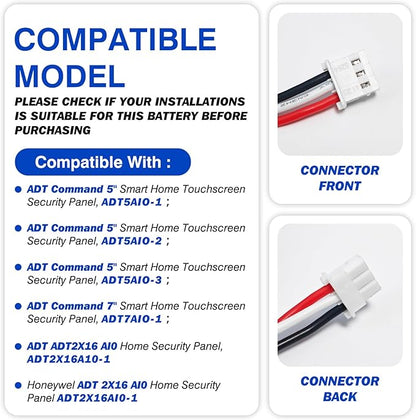 9500mAh 3.6V Replacement Battery 300-10186 for ADT Command Smart Security Panel ADT5AIO-1 ADT5AIO-2 ADT5AIO-3 ADT7AIO-1, Honeywell ADT 2X16 AIO Home Security System Keypad ADT2X16AIO-1 ADT2X16AIO-2