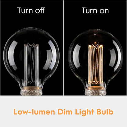 Globe Edison LED Light Bulb, Vintage Decorative Dimmable Bulb Round Glass Cover, 3.5W Low Lumen Eye-Caring Soft Dim Lighting for Mood(Not Daylight White), E26 Medium Base, Clear RN G95