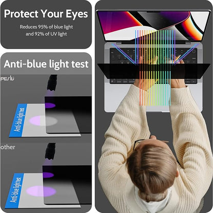 Peslv Magnetic Privacy Screen for MacBook Pro 14 Inch (2021-2026, M1, M2, M3, M4, M5), Removable Matte Blue Light Glare Filter for Mac Pro 14.2" Laptop Computer