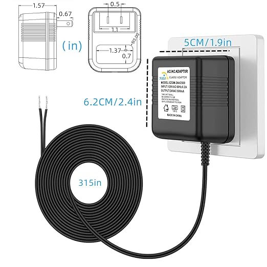24V Doorbell Thermostats Transformer Compatible with Nest Honeywell Ecobee Sensis All Versions of Ring Video Doorbells Power Adapter (26FT Black, 12.0, Watts)