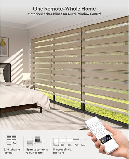 ACMEART Motorized Zebra Blinds,Smart APP & Remote Control 95% Blackout Shades,Compatible with Alexa,Custom Size Electric Window Blinds for Bedroom/Home/Office (Warm Taupe)