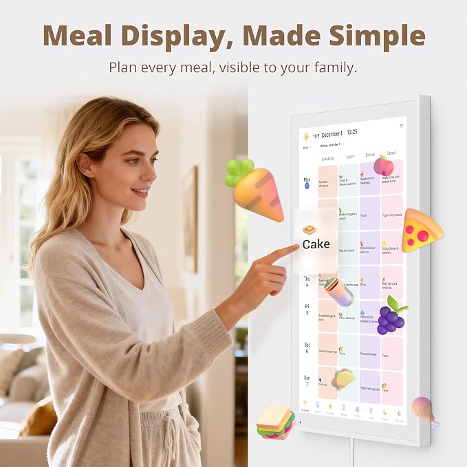 Dragon Touch 21.5" Digital Calendar Chore Chart – 1080P Full HD Interactive Touchscreen, Smart Family Planner, Hearth Display Digital Calendar Wall & Desk Mountable for Seamless Scheduling