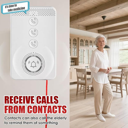 Wireless Caregiver Pager with Voice Call Function (Need SIM Card), Medical Alert System for Seniors, Two-Way Calling & Voice Recognition and Emergency Pull Cord for Elderly/Patient/Disabled Monitoring
