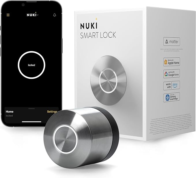 Nuki Smart Lock (Deadbolt) Keyless Entry WiFi Electronic Deadbolt with Auto-Unlock, App Control, Remote Access, Easy Installation, Smart Home for Front Door, Home & Rentals
